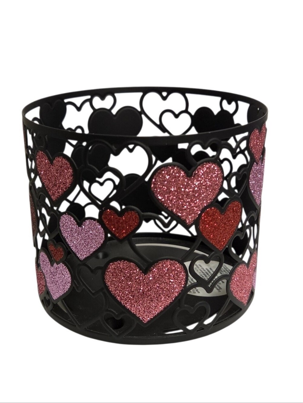 Bath & Body Works Valentine's Day 3-Wick Candle Holder Sleeve Glitter Hearts
